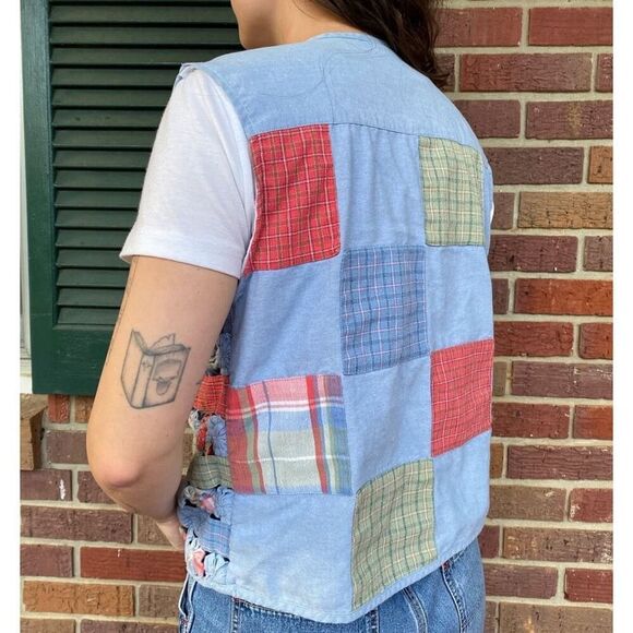 Vintage Koret patchwork Pinwheel T-Shirt Vest Large - Picture 2 of 6